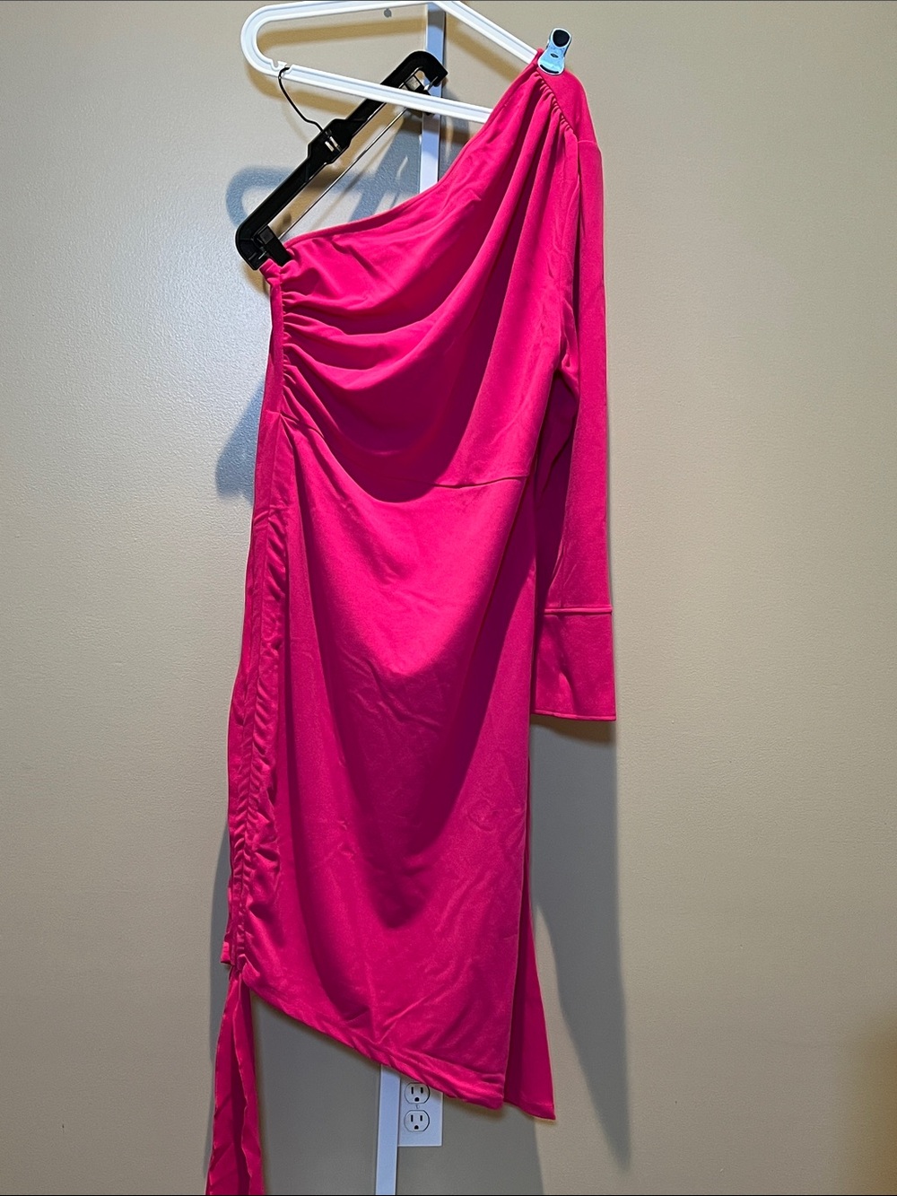 Rebdolls Hot Pink One-Shoulder Asymmetric Dress